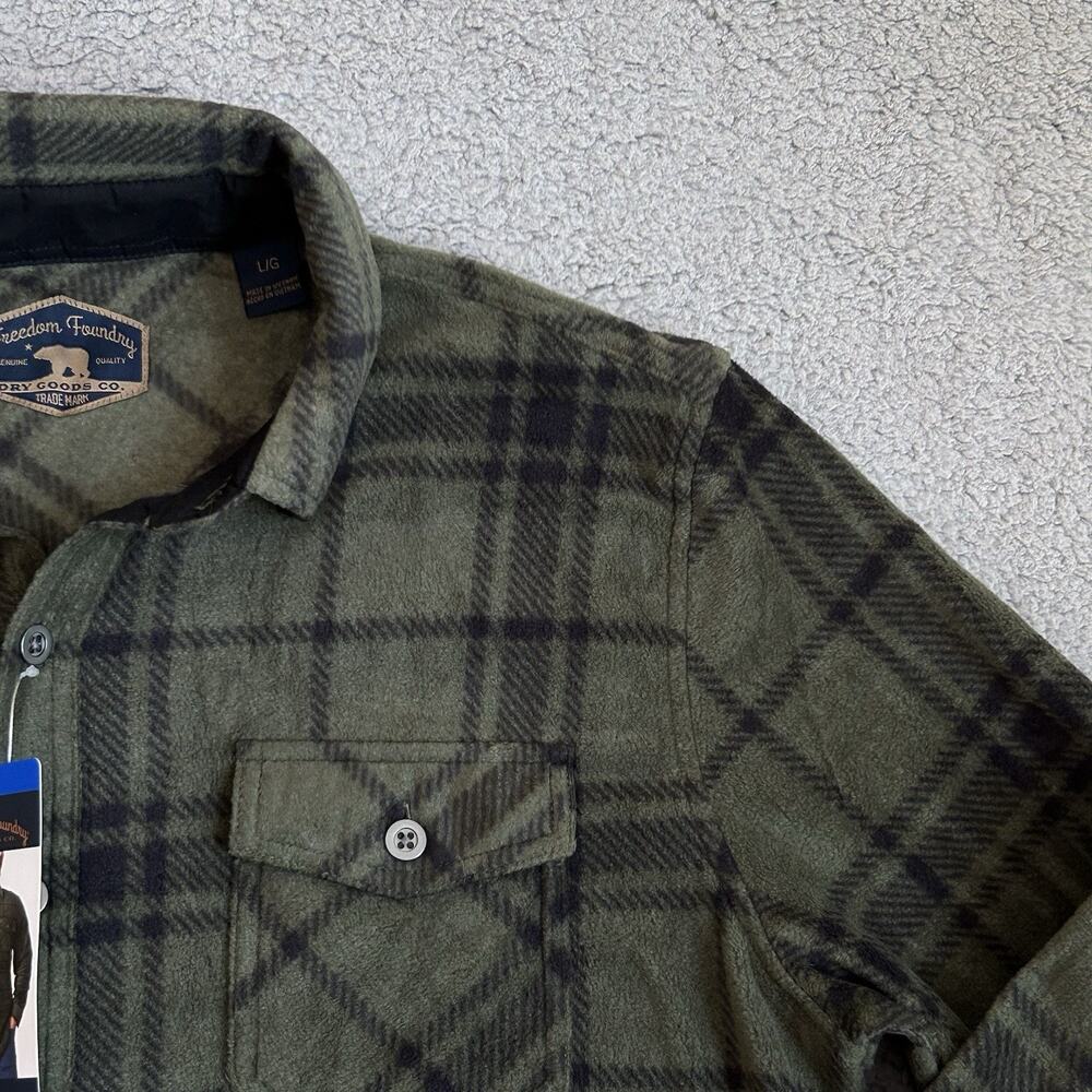 Freedom Foundry Men's Flannel Shirt Plaid Lightweight Green Size L Workwear NWT - Picture 8 of 14